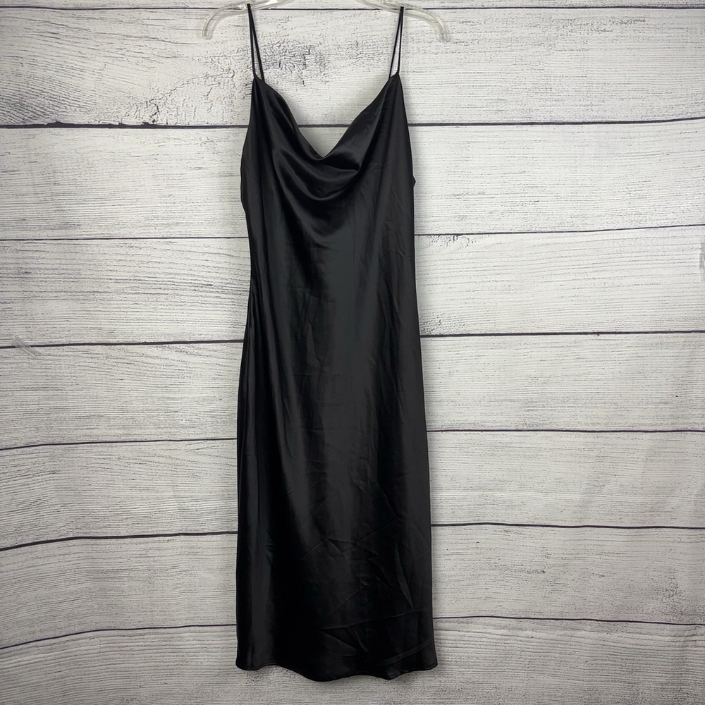 Petal & Pup Black Satin Cowl Neck Midi Dress - NWT/EUC - Size 6 - Picture 3 of 9